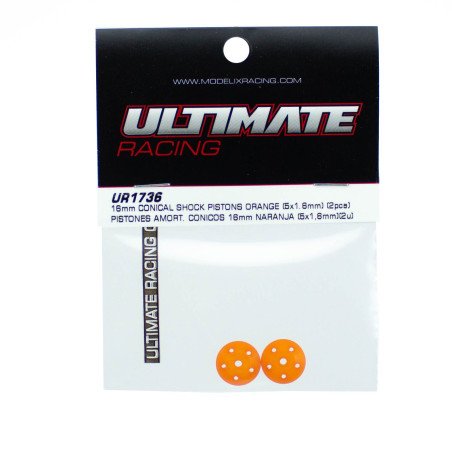 16mm CONICAL SHOCK PISTONS ORANGE (5x1.6mm) (2pcs)