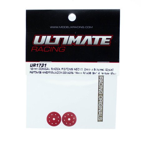 16mm CONICAL SHOCK PISTONS RED (8x1.2mm) (2pcs)